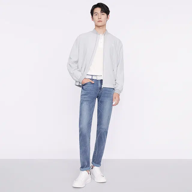 九牧王男裤专家 简约拉链休闲牛仔裤 男款