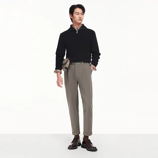 九牧王男裤专家 【时尚系列】秋冬修身版羊毛半高领毛衣 男款