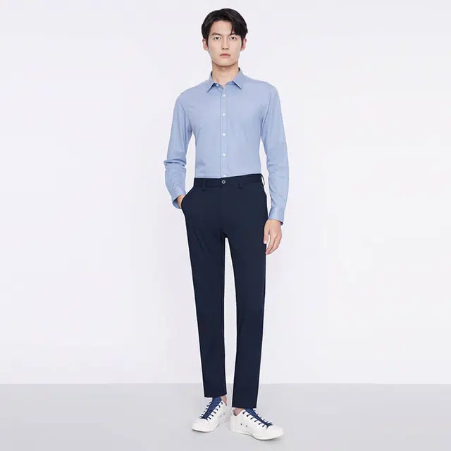 九牧王男裤专家 轻商务正式简约方领吸湿速干婚礼面试职场通勤衬衫 男款