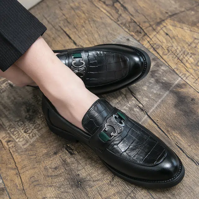 健牌 时尚休闲 正装皮鞋 男款 黑色