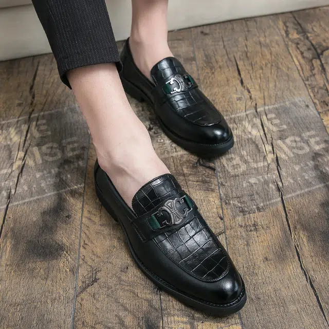 健牌 时尚休闲 正装皮鞋 男款 黑色