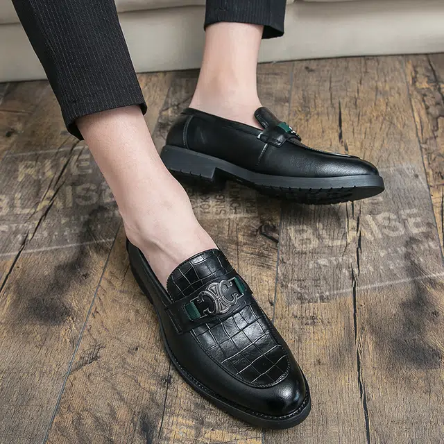 健牌 时尚休闲 正装皮鞋 男款 黑色