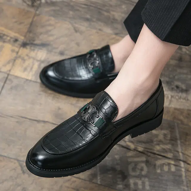 健牌 时尚休闲 正装皮鞋 男款 黑色