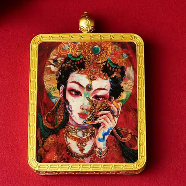 【百无禁忌百财来】 玉临门 财源广进国风扎基拉姆前世今生唐卡新藏式财神吊坠 藏传佛教护身符能量加持好运 合金 项链 男女同款情侣款