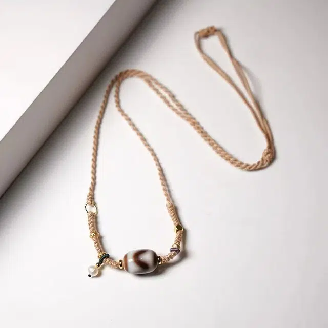 【福星高照交旺运】 玉临门 民族风天珠复古时尚编织吊坠 事业爆棚 升职加薪 高薪长伴#好运 玛瑙 项链 男女同款情侣款