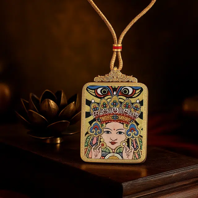 【百无禁忌百财来】 玉临门 国风扎基拉姆前世今生唐卡藏式女财神吊坠 藏传佛教护身符能量 节节高升#好运  合金 项链 男女同款情侣款