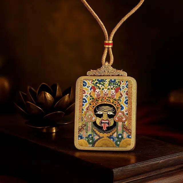 【百无禁忌百财来】 玉临门 国风扎基拉姆前世今生唐卡藏式女财神吊坠 藏传佛教护身符能量 提升考运#好运  合金 项链 男女同款情侣款