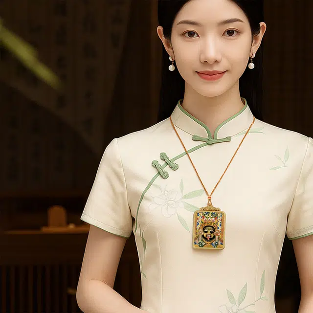 【百无禁忌百财来】 玉临门 国风扎基拉姆前世今生唐卡藏式女财神吊坠 藏传佛教护身符能量 提升考运#好运  合金 项链 男女同款情侣款