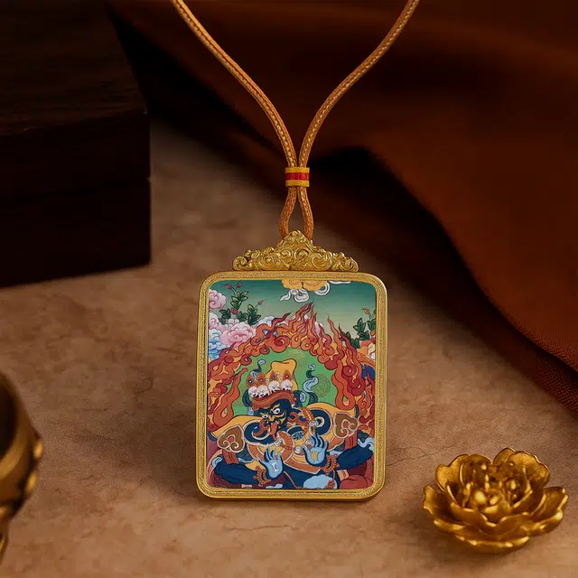 【百无禁忌百财来】 玉临门 国风扎基拉姆前世今生唐卡藏式女财神吊坠 藏传佛教护身符能量 高薪长伴#好运  合金 项链 男女同款情侣款