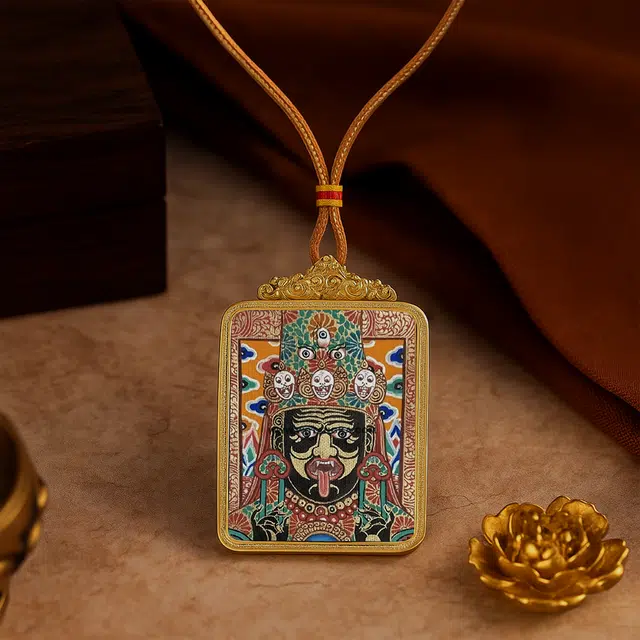 【百无禁忌百财来】 玉临门 国风扎基拉姆前世今生唐卡藏式女财神吊坠 藏传佛教护身符能量 百年好合#好运  合金 项链 男女同款情侣款