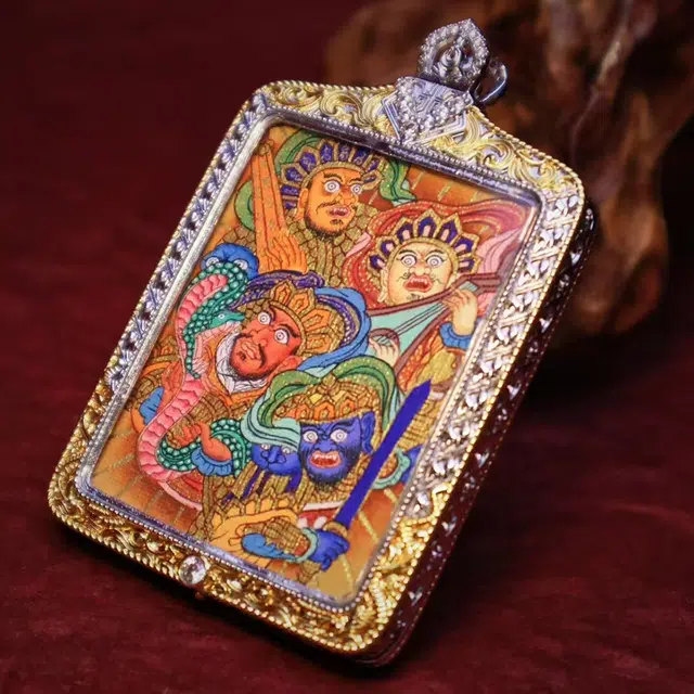 【八方来财挡不住】 玉临门 福录吉样    平安喜乐平步青云    飞黄腾达唐卡复古民族风手工绳#好运 合金 项链 男女同款情侣款