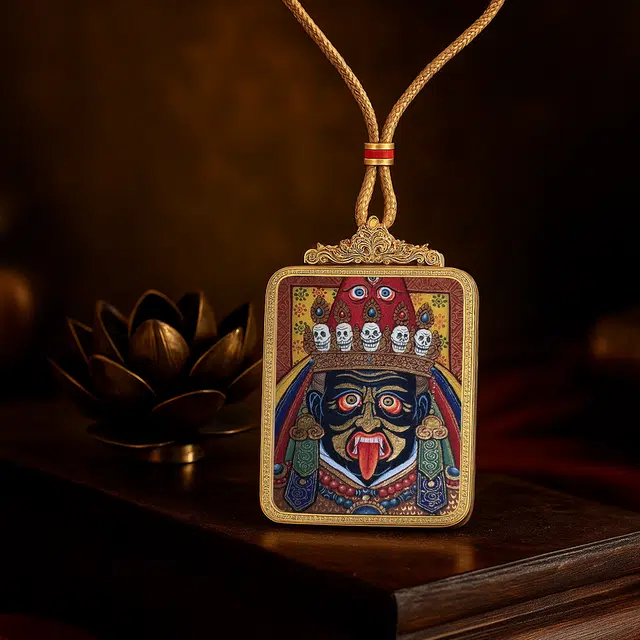 【百无禁忌百财来】 玉临门 国风扎基拉姆前世今生唐卡藏式女财神吊坠 藏传佛教护身符能量 一举中人#好运  合金 项链 男女同款情侣款
