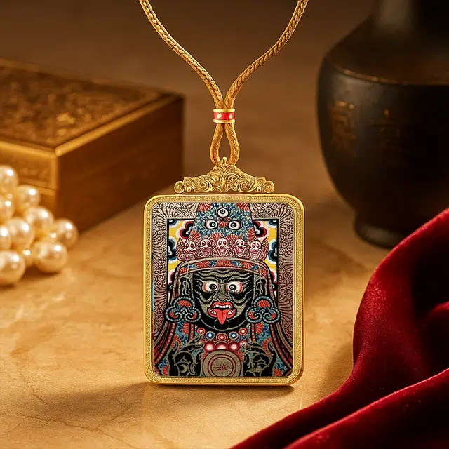 【百无禁忌百财来】 玉临门 国风扎基拉姆前世今生唐卡藏式女财神吊坠 藏传佛教护身符能量加持 一鸣惊人#好运  合金 项链 男女同款情侣款