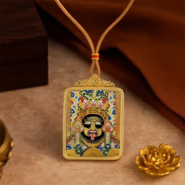 【百无禁忌百财来】 玉临门 国风扎基拉姆前世今生唐卡藏式女财神吊坠 藏传佛教护身符能量 提升考运#好运  合金 项链 男女同款情侣款