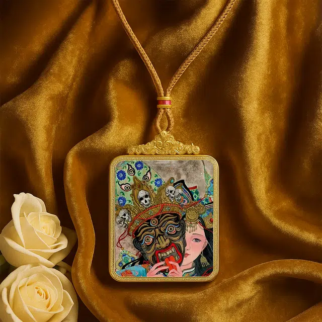 【百无禁忌百财来】 玉临门 国风扎基拉姆前世今生唐卡藏式女财神吊坠 藏传佛教护身符能量 佳偶天成#好运  合金 项链 男女同款情侣款