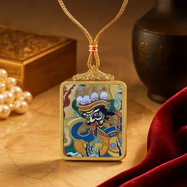 【百无禁忌百财来】 玉临门 国风扎基拉姆前世今生唐卡藏式女财神吊坠 藏传佛教护身符能量加持 水逆退散#好运  合金 项链 男女同款情侣款