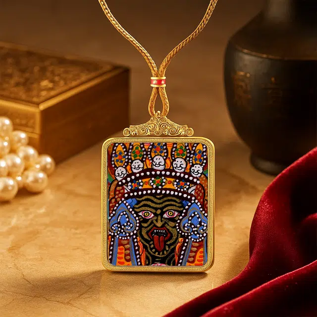 【百无禁忌百财来】 玉临门 国风扎基拉姆前世今生唐卡藏式女财神吊坠 藏传佛教护身符能量 前途似锦#好运  合金 项链 男女同款情侣款
