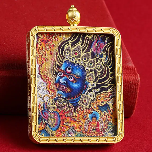 【五路财神来敲门】 玉临门 助力上岸 国风六臂玛哈噶拉唐卡 藏式大黑天 藏传佛教护身符能量#好运 合金 项链 男女同款情侣款