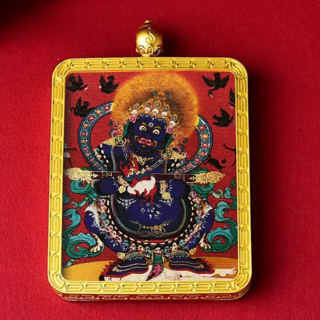 【百无禁忌百财来】 玉临门 一鸣惊人国风大黑天唐卡新藏式六臂玛哈嘎拉吊坠 藏传佛教护身符能量#好运 合金 项链 男女同款情侣款