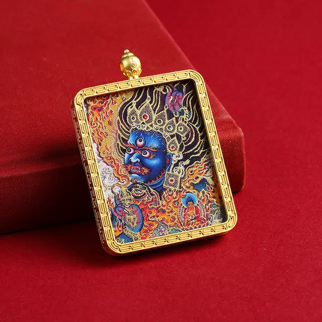 【五路财神来敲门】 玉临门 助力上岸 国风六臂玛哈噶拉唐卡 藏式大黑天 藏传佛教护身符能量#好运 合金 项链 男女同款情侣款