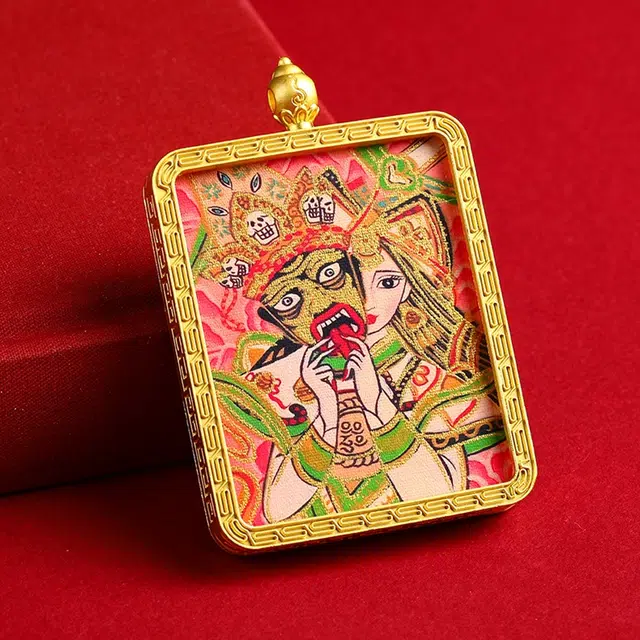 【招财进宝运气好】 玉临门 生肖顺利 本命佛 水逆绝缘体 水逆退散唐卡复古民族风手工绳#好运  合金 项链 男女同款情侣款