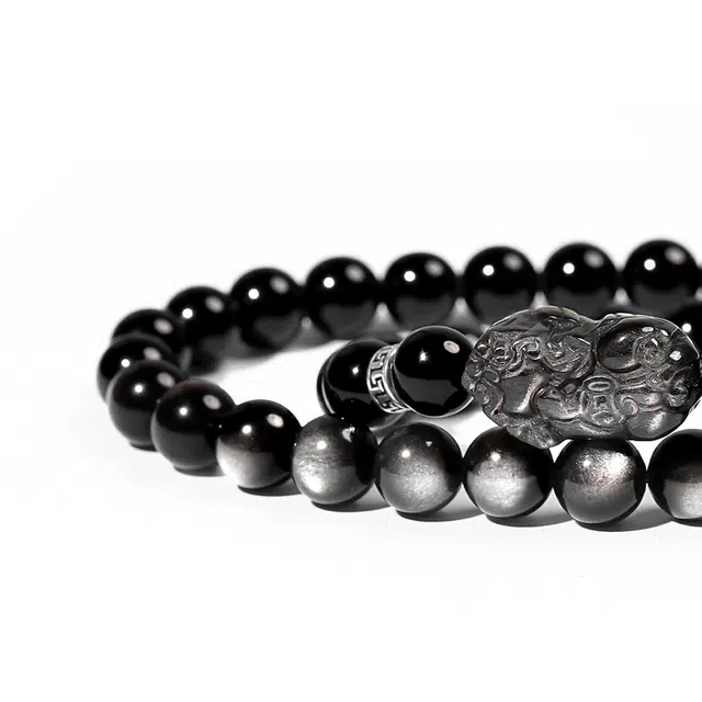 玉临门 以爱之名 中式貔貅手饰 文玩串可盘 财运亨通 转运上岸 平安喜乐 石来运转 上上签#好运 黑曜石 手串 男女同款情侣款