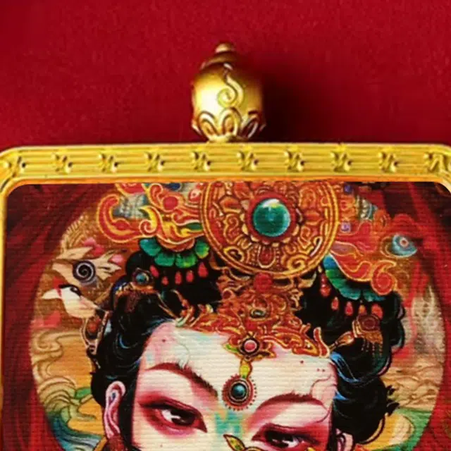 【百无禁忌百财来】 玉临门 财源广进国风扎基拉姆前世今生唐卡新藏式财神吊坠 藏传佛教护身符能量加持好运 合金 项链 男女同款情侣款