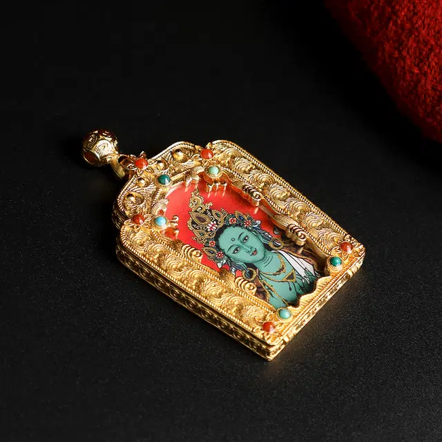 【五路财神来敲门】 玉临门 福气满满 锦上添花  诸事顺利 黄绿度母唐卡复古民族风手工绳#好运 合金 项链 男女同款情侣款