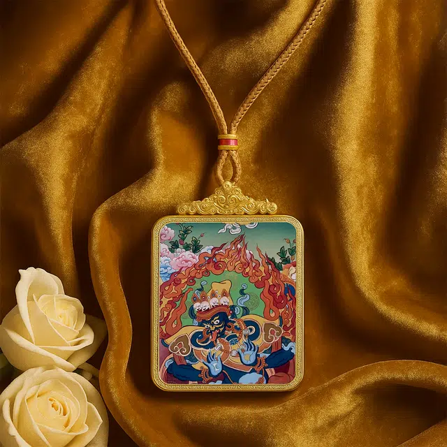 【百无禁忌百财来】 玉临门 国风扎基拉姆前世今生唐卡藏式女财神吊坠 藏传佛教护身符能量 高薪长伴#好运  合金 项链 男女同款情侣款