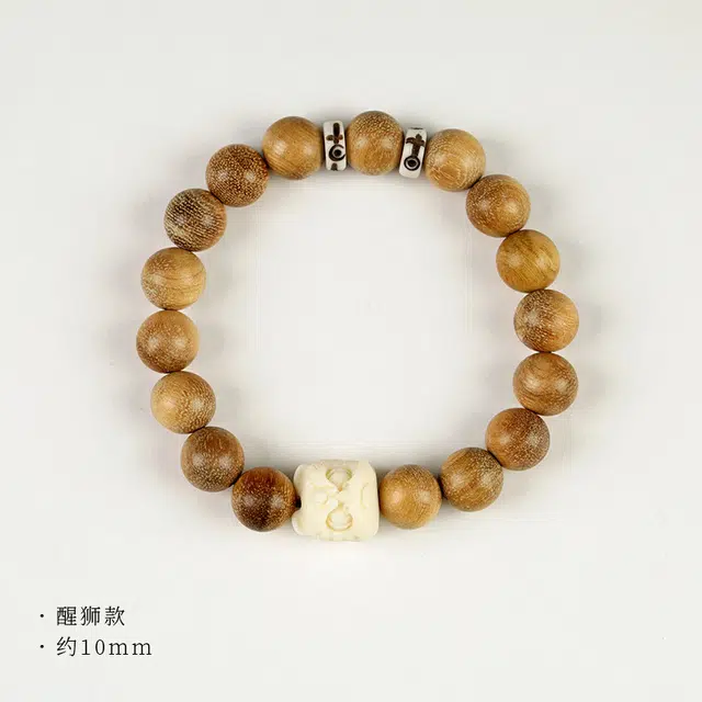 郁馨 单圈盘玩瑞兽醒狮串珠手饰典雅温柔气质中式美学古色古韵 简约本命年转运招财纳福#好运 奶香木 手串 男女同款情侣款