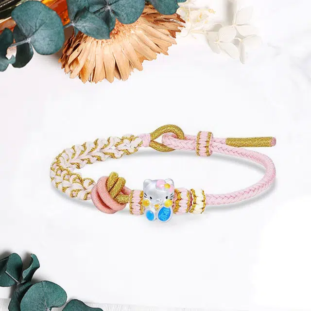 【纯银福猫*一物一证】 郁馨 招财转运简约叠戴卡通萌趣童年小猫手工编织立体温柔轻奢 约会告白甜蜜饰爱一生#好运 足银 手绳 女款
