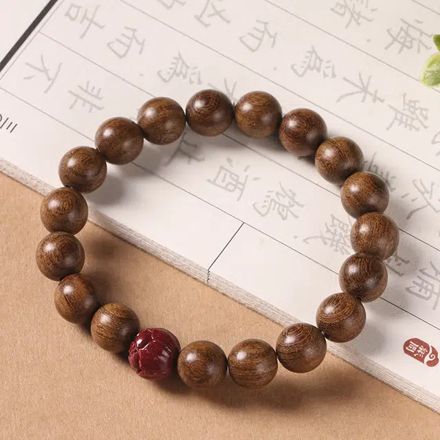 郁馨 国潮复古民族风小众设计好运莲花盘玩串珠手饰 绕指柔本命年转运招财纳福念珠 平步青云#好运 金丝檀木 手串 男女同款情侣款