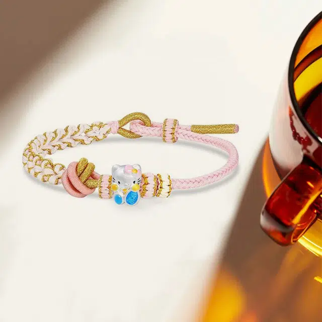 【纯银福猫*一物一证】 郁馨 招财转运简约叠戴卡通萌趣童年小猫手工编织立体温柔轻奢 约会告白甜蜜饰爱一生#好运 足银 手绳 女款