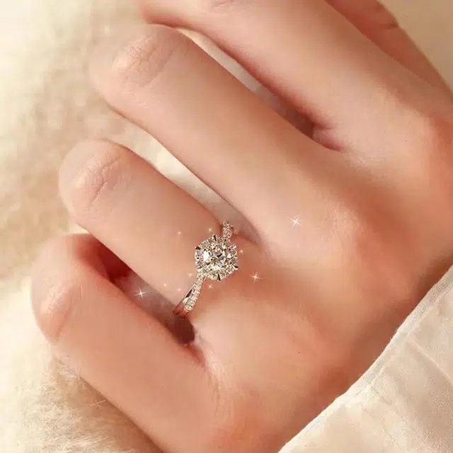郁馨 六芒星爆闪温柔轻奢高级感开口可调节对戒 心动信号恋爱频率高级感闪耀星河璀璨 合金 锆石戒指 男女同款情侣款