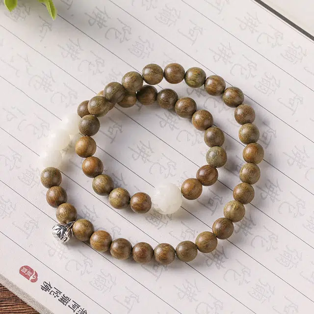 【逢考必过】 郁馨 考研考试上岸国风新中式盘玩佛珠禅意森系简约双圈绕指柔民族风高级感 学业有成#好运 绿檀 手串 男女同款情侣款