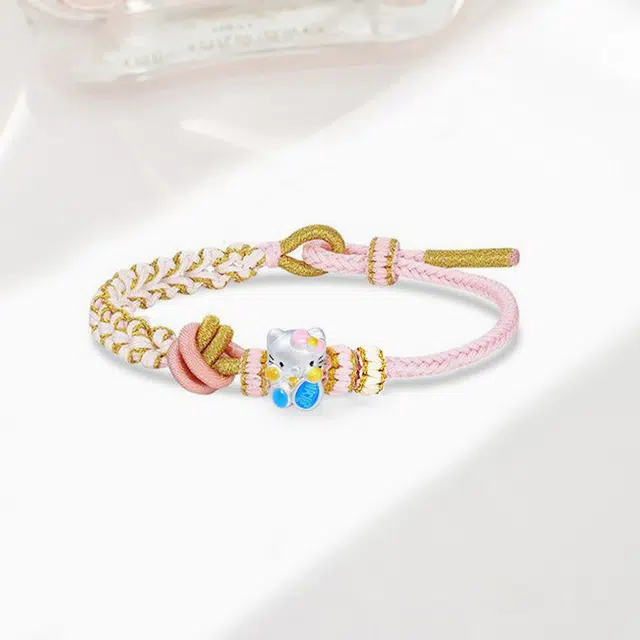 【纯银福猫*一物一证】 郁馨 招财转运简约叠戴卡通萌趣童年小猫手工编织立体温柔轻奢 约会告白甜蜜饰爱一生#好运 足银 手绳 女款