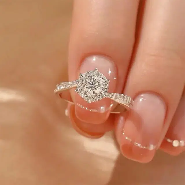 郁馨 六芒星爆闪温柔轻奢高级感开口可调节对戒 心动信号恋爱频率高级感闪耀星河璀璨 合金 锆石戒指 男女同款情侣款