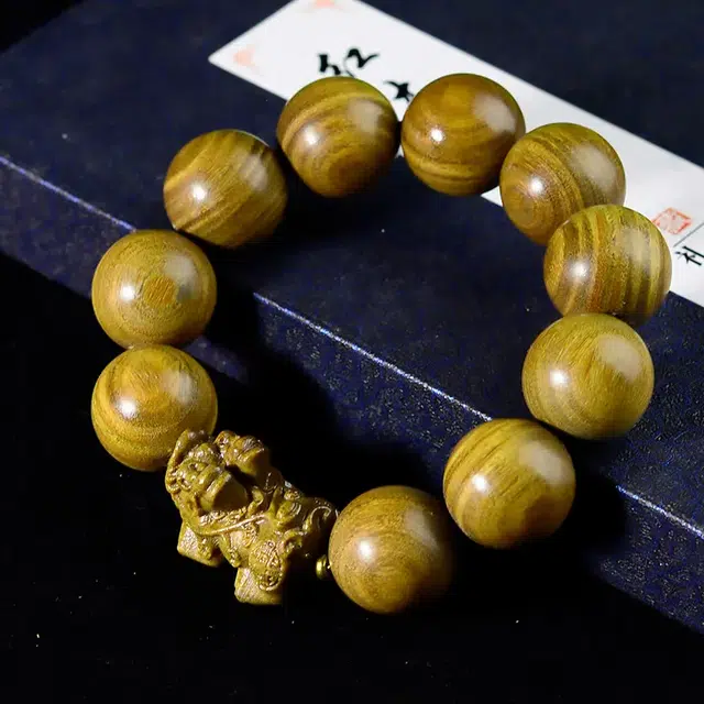 郁馨 单圈大颗粒招财貔貅吞金兽转运佛珠民族风雕刻简约 过手留香考研考试上岸盘玩 #好运 绿檀 手串 男女同款情侣款