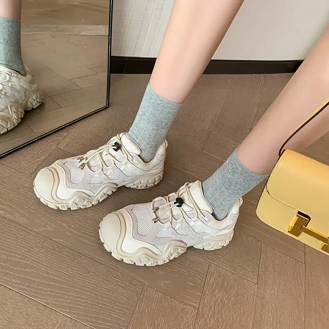 生活休闲甜美时尚透气松糕底百搭少女鞋 低帮 老爹鞋 女款