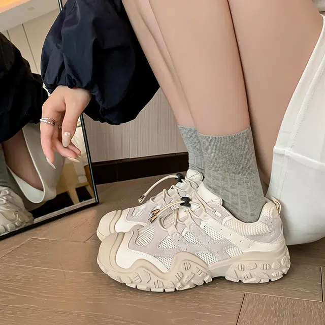 生活休闲甜美时尚透气松糕底百搭少女鞋 低帮 老爹鞋 女款