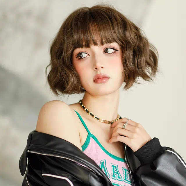 山一丸 短发波浪卷整顶全头套 假发 女款