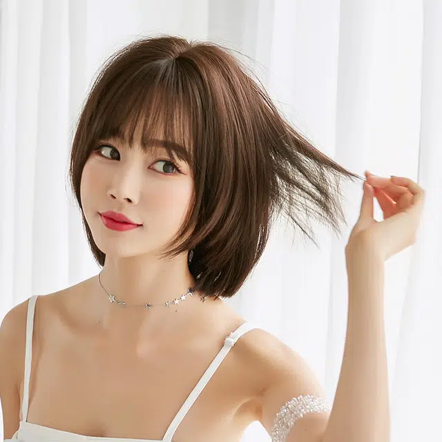 山一丸 齐肩短发中长发圆脸直发短发造型修脸自然蓬松 假发 女款