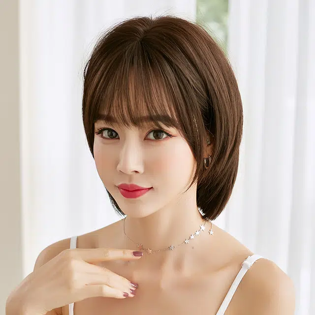 山一丸 齐肩短发中长发圆脸直发短发造型修脸自然蓬松 假发 女款