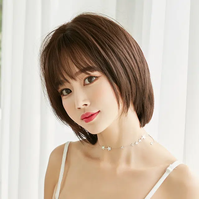 山一丸 齐肩短发中长发圆脸直发短发造型修脸自然蓬松 假发 女款