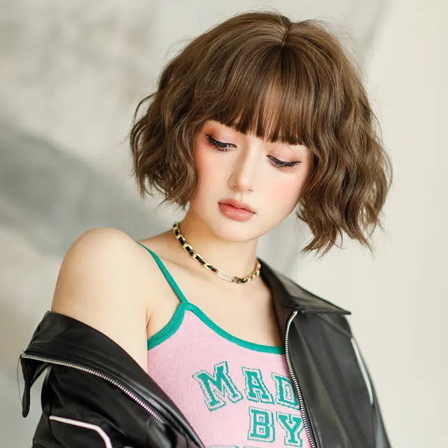 山一丸 短发波浪卷整顶全头套 假发 女款