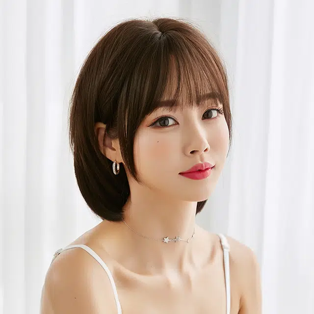 山一丸 齐肩短发中长发圆脸直发短发造型修脸自然蓬松 假发 女款
