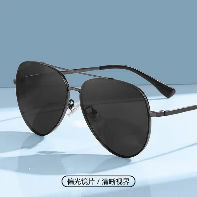 山一丸 偏光遮阳户外 不锈钢 飞行员式 太阳眼镜 男女同款情侣款