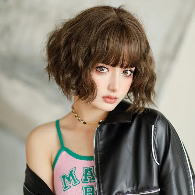 山一丸 短发波浪卷整顶全头套 假发 女款