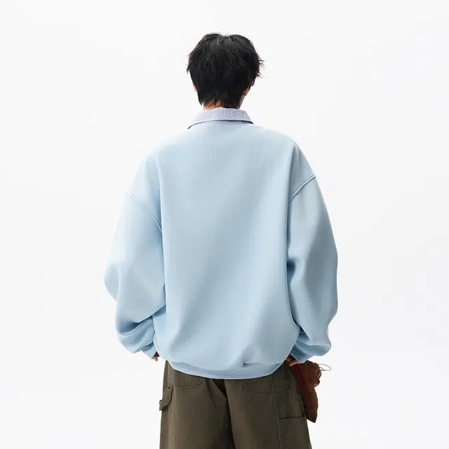 领航骆驼 重磅简约宽松百搭翻领舒适时尚潮流卫衣 男女同款