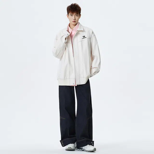 领航骆驼 小众设计复古简约学院风翻领休闲宽松潮流潮牌春秋季时尚百搭舒适痞帅高级感   夹克 男女同款